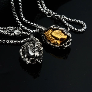 Hip-Hop Buddha-Kopf Anhänger Halsketten in Gold und Silber aus Edelstahl für Damen und Herren