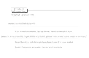 Detailed size specifications for S925 sterling silver tassel earrings with 8mm inner diameter