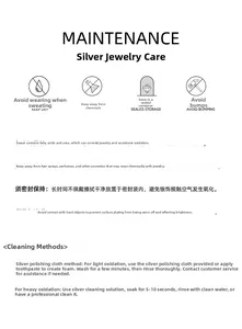 Guide for 925 sterling silver jewelry care and cleaning instructions in English