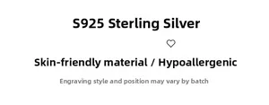 Detail of S925 sterling silver material properties, skin-friendly and hypoallergenic