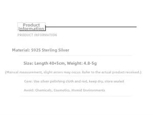 Detailed product specifications for S925 sterling silver snake chain necklace with cat-eye bead