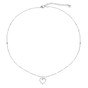 Collier élégant en argent sterling 925 avec pendentif cœur ajouré et fermoir mousqueton réglable