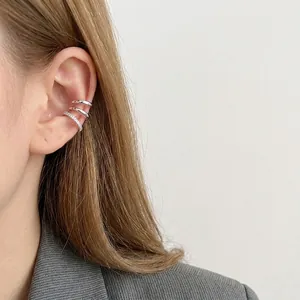 925 Sterling Silver Pave Rhinestone Ear Cuffs For Women No Piercing Non Piercing Clip On Earrings Fashion Jewelry Gift