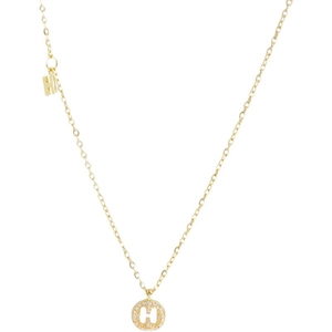 Collier en argent 925 doré avec pendentif lettre H évidé et décoré de pierres zircones