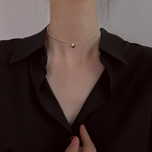 Minimalist Alloy Lucky Letter Circular Pendant Necklace For Women Silver Color Box Stitching Chain Simple Fashion Jewelry Gift