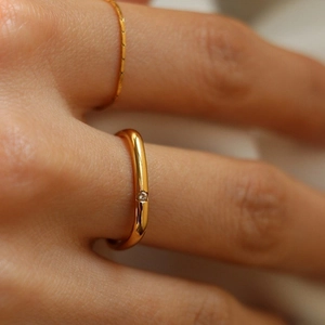 Minimalist 925 Sterling Silver Square Ring For Women Geometric Inlaid Rhinestone Gold Plated Elegant Fashion Finger Ring Accessory