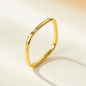 Minimalist S925 sterling silver square ring with rose gold finish and round center zircon