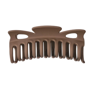 Matte dark coffee oversized hair claw clip for elegant back head styling and bun hairstyles