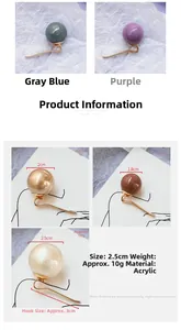 Detailed view of large acrylic pearl ponytail hooks in multiple elegant colors and sizes