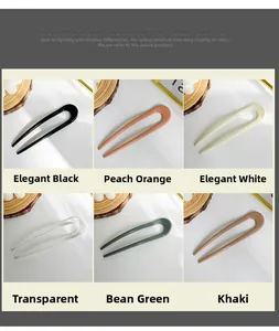 Detailed grid showing 6 colors of U-shaped resin hair pins for modern hair styling