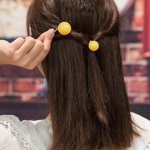 Elegant Korean style yellow pearl ponytail clips for women hairpin styling accessory