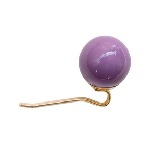 Elegant gold hair hook with glossy purple bead for ponytail or bun hairstyle decoration