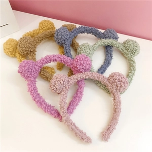Cute Plush Bear Ears Headband Soft Teddy Fleece Hair Band For Women Girls Face Wash Non-slip Winter Hair Accessories
