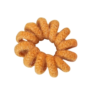 Élastique cheveux spirale orange avec une texture en peluche tricotée douce et souple