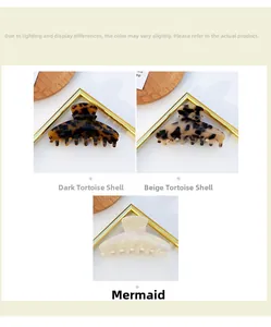 Triangle acetate hair claw clips in tortoise shell and iridescent mermaid finish