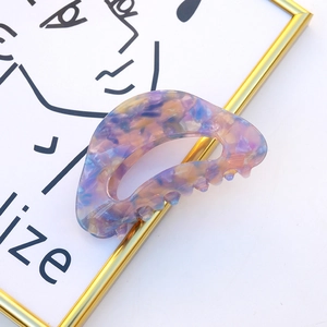 Elegant large acetate hair claw clip with purple marble texture for women hair styling