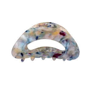 Elegant large acetate hair claw clip with colorful ink wash marble patterns for women