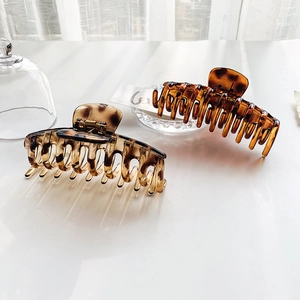 Grandi mollette per capelli in acrilico con stampa leopardata in stile francese
