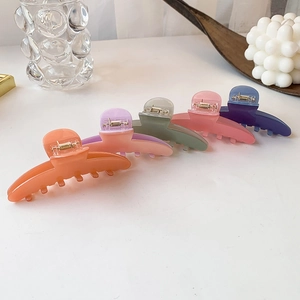 5-piece set of large matte hair claws in vibrant Morandi candy colors for women