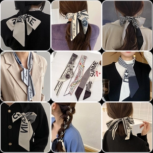 Elegante pañuelo de seda con pata de gallo para peinados y cuello en estilo retro