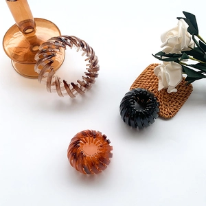Bird nest shaped retractable hair claw clips in black, brown and amber resin colors