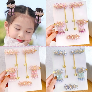 Vintage Ancient Chinese Style Kids Hair Clip Set Flower Butterfly Tassel Hairpins For Girls Princess Hair Accessories