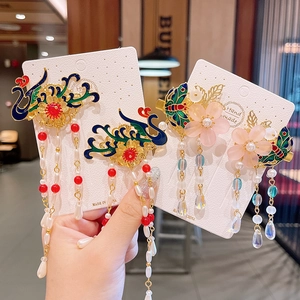 Barrettes à Cheveux Papillon Style Chinois pour Filles Accessoires Cheveux Hanfu Long Gland Fait Main Perle Artificielle Bijoux