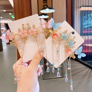 Barrettes à cheveux à pompons papillon et fleurs pour filles costumes de princesse