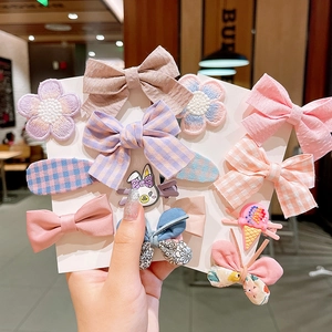 Fermagli per Capelli a Fiocco per Bambini in Tessuto Coreano Motivo Floreale Gingham Carini per Ragazze Accessori per Capelli