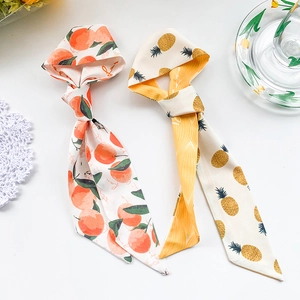 Foulards en soie à imprimé de fruits avec motifs d'orange et d'ananas pour cheveux