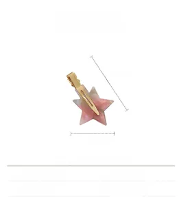 Pink marble acetate star hair clip detail with dimensions showing 5.5cm length and 4g weight