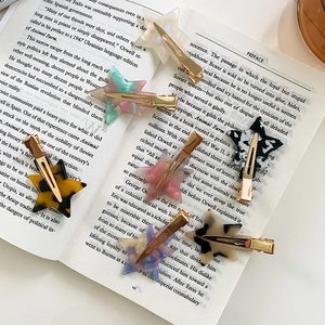 Star Heart Cellulose Acetate Hair Clips For Women Korean Style Handmade Duckbill Side Clip Elegant Minimalist Sweet Hair Accessories