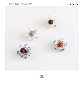 Set di 4 mini mollette trasparenti a fiore con perle colorate per acconciature quotidiane
