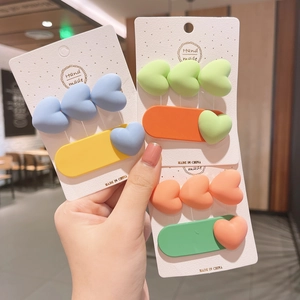 Barrettes à cheveux mignonnes en forme de cœur 3D, couleurs mates pour filles