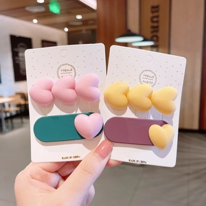 Lot de barrettes à cheveux en forme de cœur rose et jaune, 4 pièces par carte cadeau