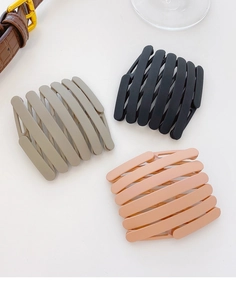 Adjustable bird nest hair rings in matte black, grey and pink colors with honeycomb mesh