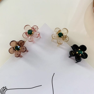 Dolce Fermaglio per Capelli a Mini Artiglio di Camelia in Acrilico Trasparente con Strass per Ragazze e Donne