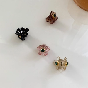 Set di fermagli per capelli a forma di camelia in resina con strass verdi per le donne