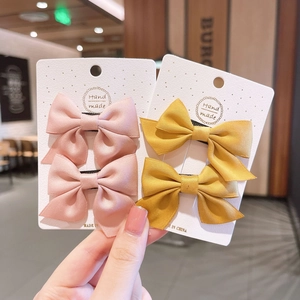 Ensemble de barrettes à nœuds en satin rose et jaune pour filles sur carte