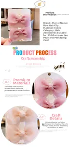 Detail of pink chiffon mesh bow hair clips for kids on a two-piece set card