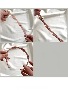 Flexible dusty pink headband showing strong durability and foldable resin material texture