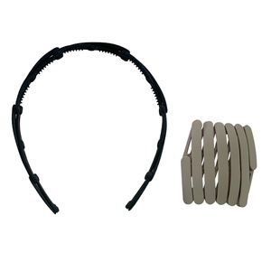 Portable folding telescopic headband with non-slip teeth for women in black and beige
