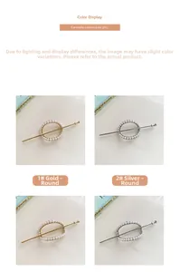 Detailed set of round and oval pearl hair pins in classic gold and silver finishes