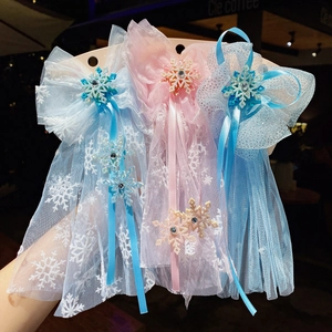 Barrettes nœuds élégantes avec flocons de neige et rubans en tulle pour filles