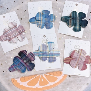 Lot de 6 barrettes à fleurs à carreaux mignonnes avec perles blanches pour filles