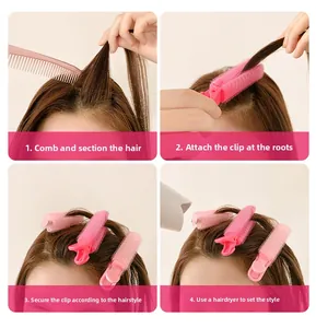 Step-by-step tutorial for pink hair root clips to achieve high-volume hair styling