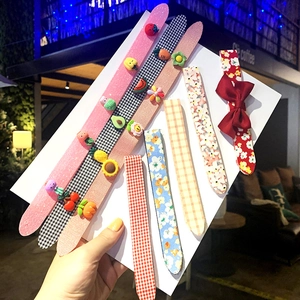 Kids Magic Hair Sticker Cartoon Bowknot Hair Accessories Cute Fabric Fringe Tamer For Girls Korean Style Hair Band Patch