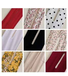 Detail view of 9 floral patterns for versatile fabric hair bun maker and twist clip
