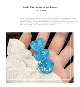 Detailed macro view showing the blue crystal heart hair clip with water ripple texture