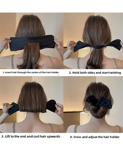 Step-by-step tutorial for using the fabric floral hair bun maker for a secure hairstyle